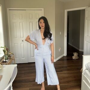 Light Blue Stripe Women's Jumpsuit